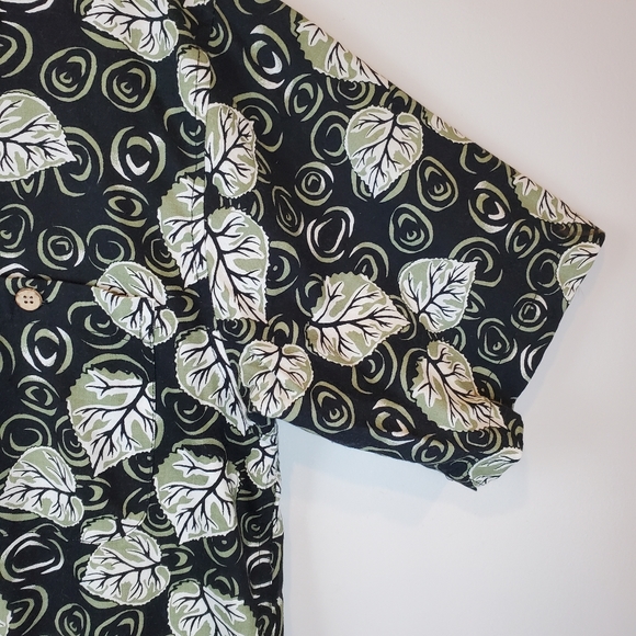 Vintage Summa Green Vines Allover Short Sleeve Mens Shirt Button Up Size M - Picture 7 of 14